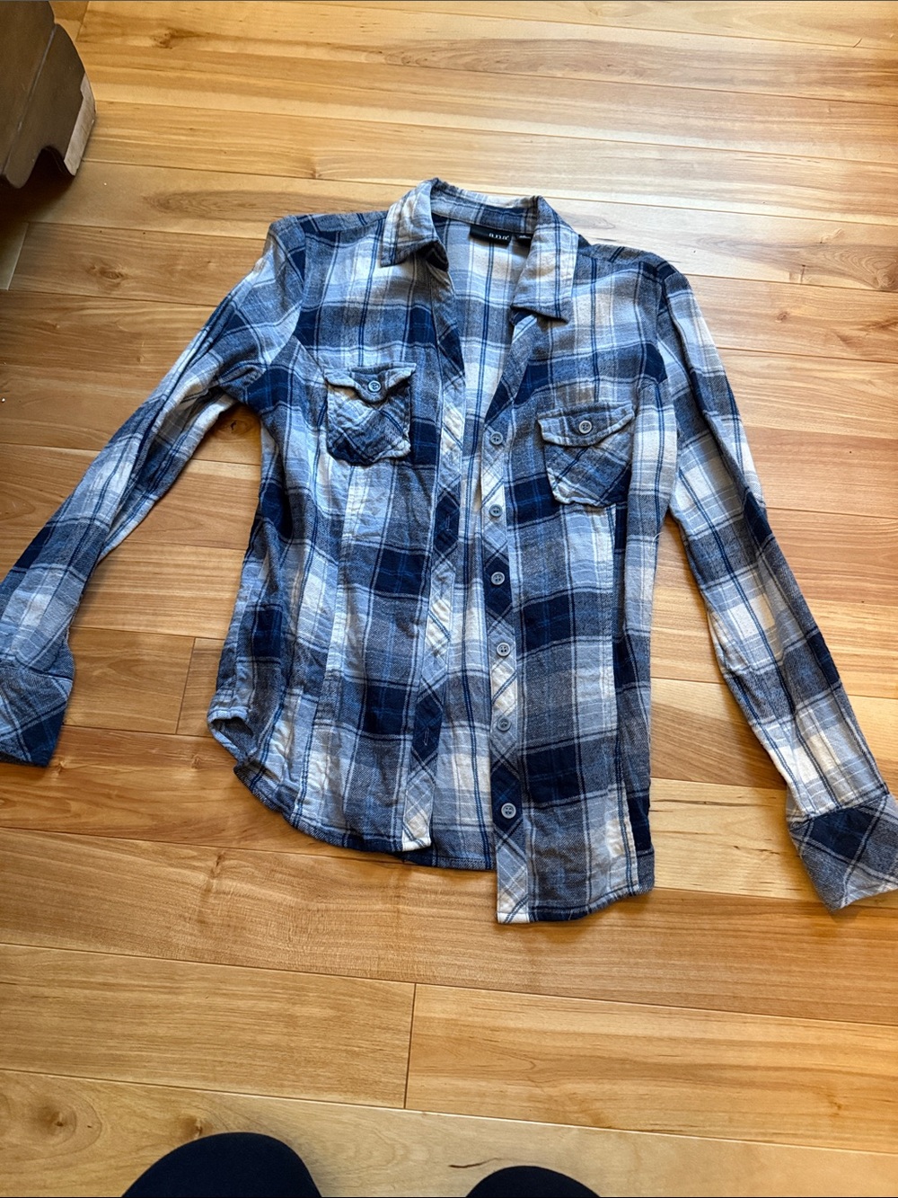 Casual Blue Plaid Button-Up Shirt